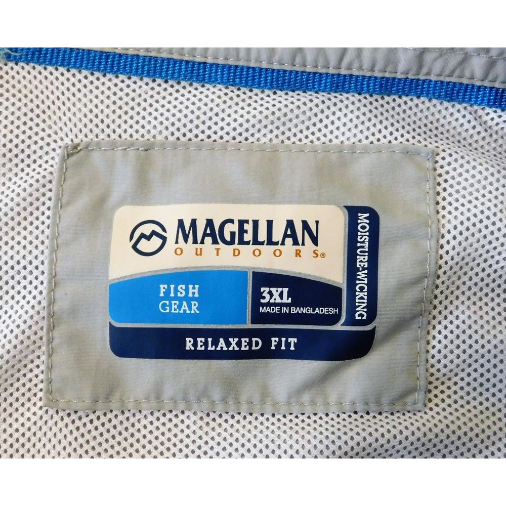 Magellan Outdoors Fish Gear Shirt 3XL Gray Vented Relaxed Short Sleeve Nylon - Picture 4 of 4
